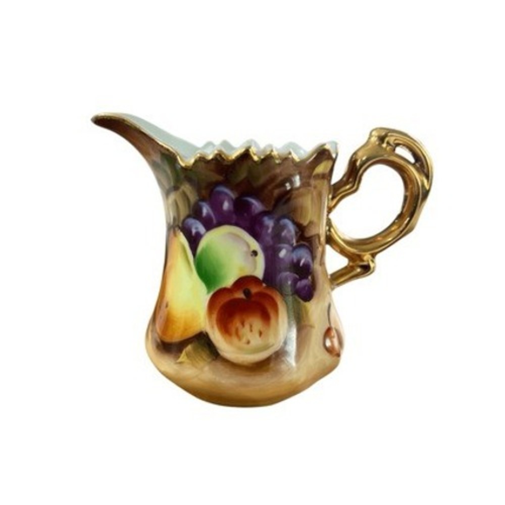 Vintage Creamer Lefton China Fruit Hand Painted Grapes Pear Peach Gold Trim
